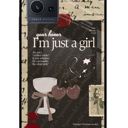 I am just a girl IQOO Z6 5G (not 44W) Glass Case