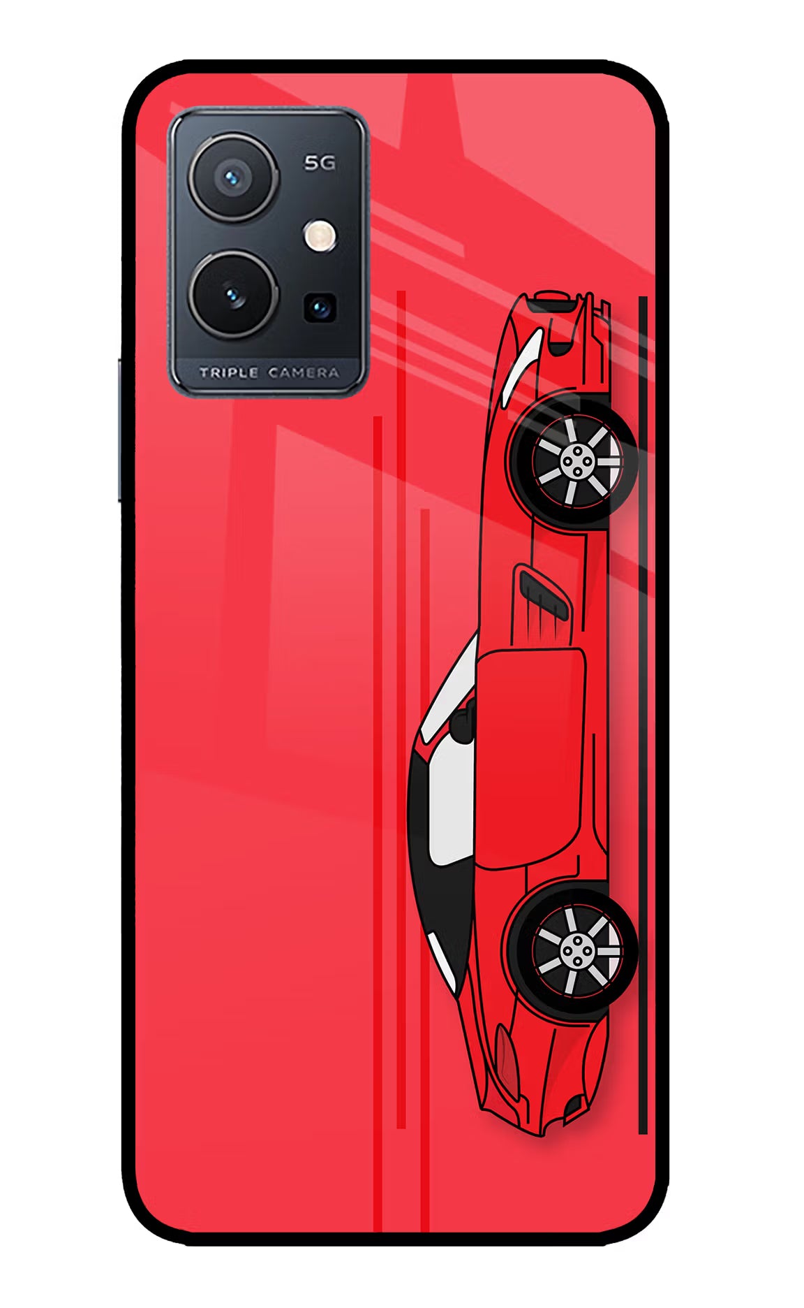 Red Velocity IQOO Z6 5G (not 44W) Glass Case Back Cover by Casekaro