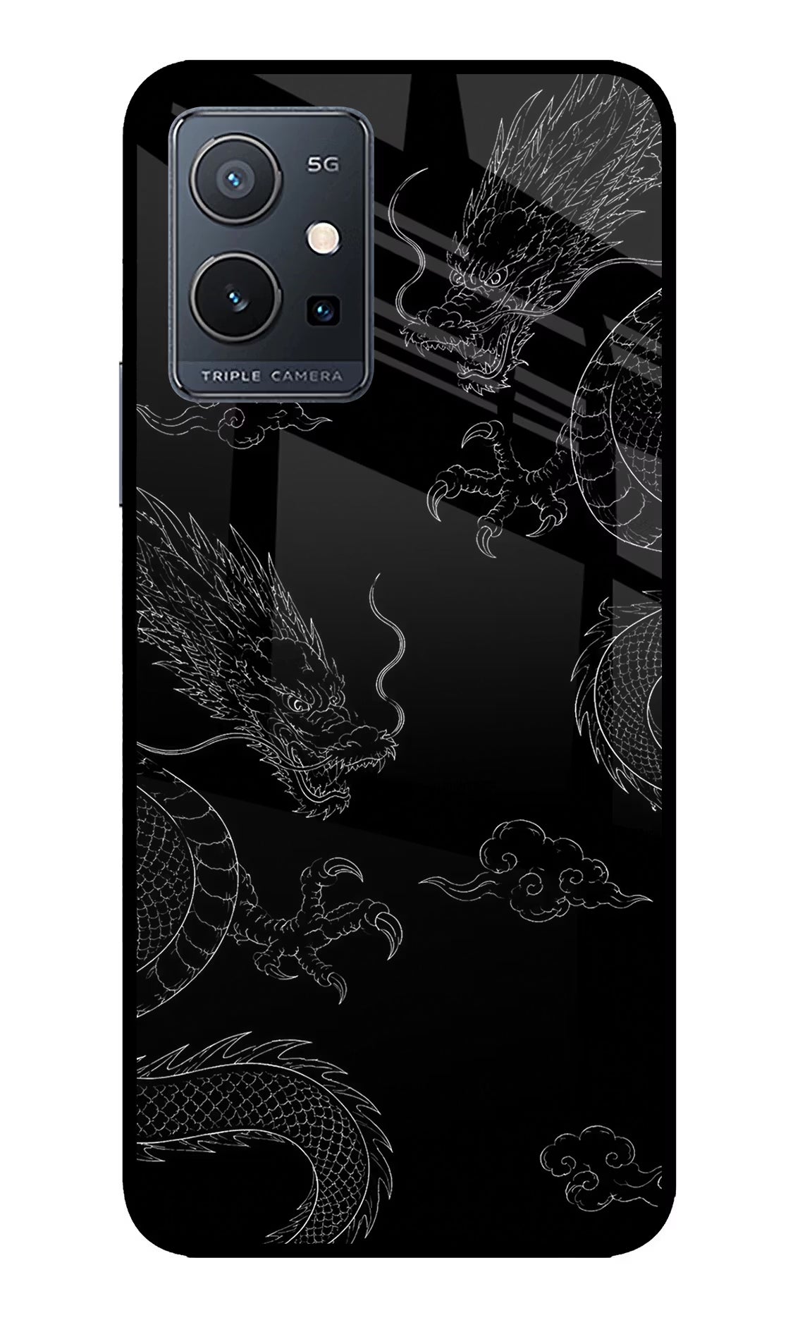 Twin Dragons IQOO Z6 5G (not 44W) Glass Case Back Cover by Casekaro