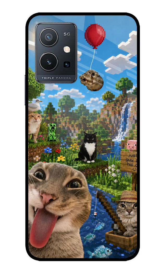 Minecraft Cat Chaos IQOO Z6 5G (not 44W) Glass Case
