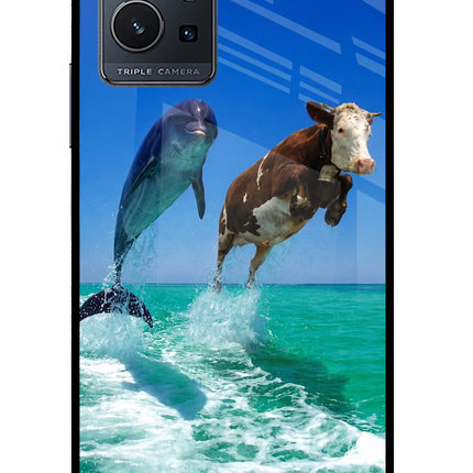 Dolphin vs Cow IQOO Z6 5G (not 44W) Glass Case