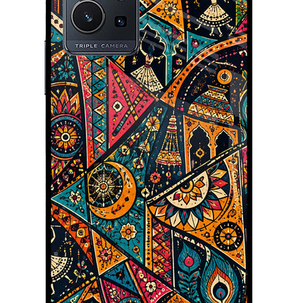 Folk Print IQOO Z6 5G (not 44W) Glass Case