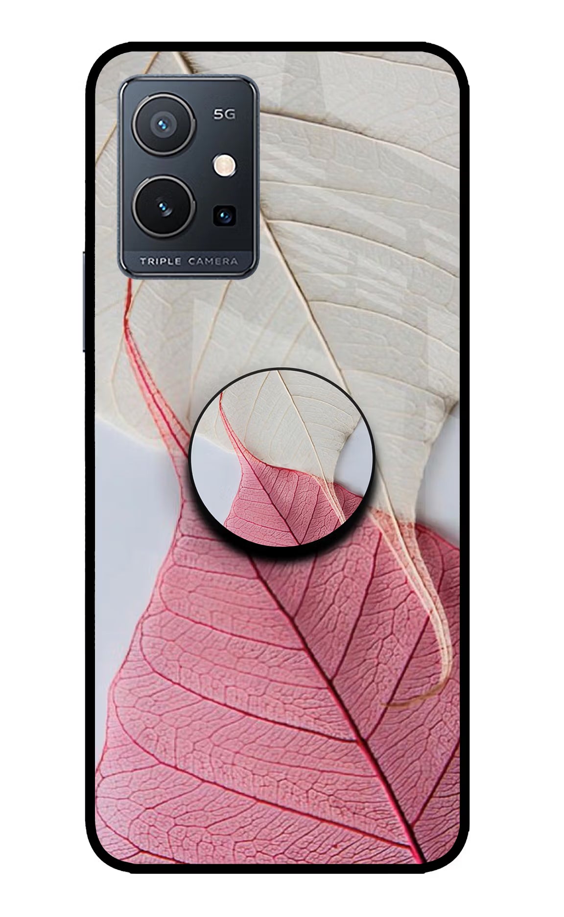 White Pink Leaf IQOO Z6 5G (not 44W) Pop Case by Casekaro