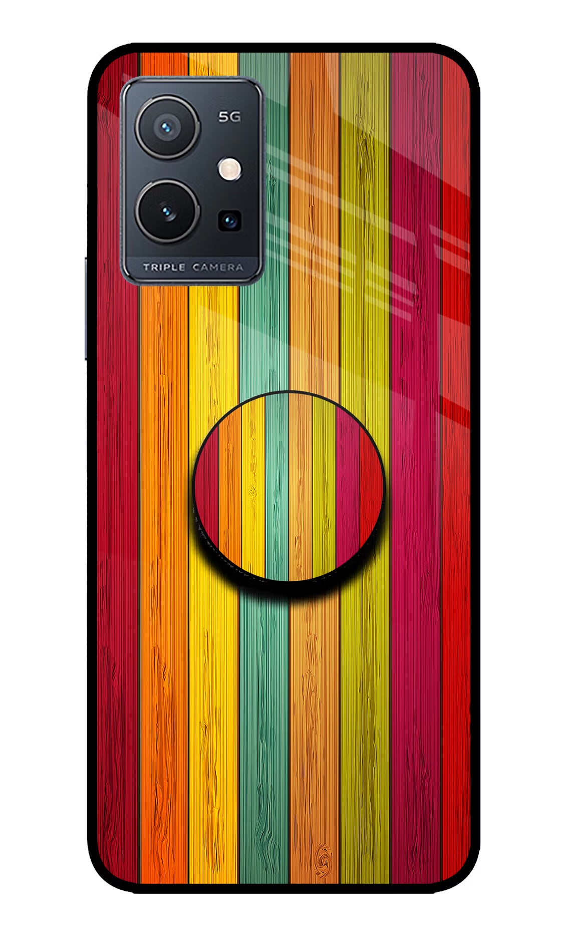 Multicolor Wooden IQOO Z6 5G (not 44W) Pop Case by Casekaro
