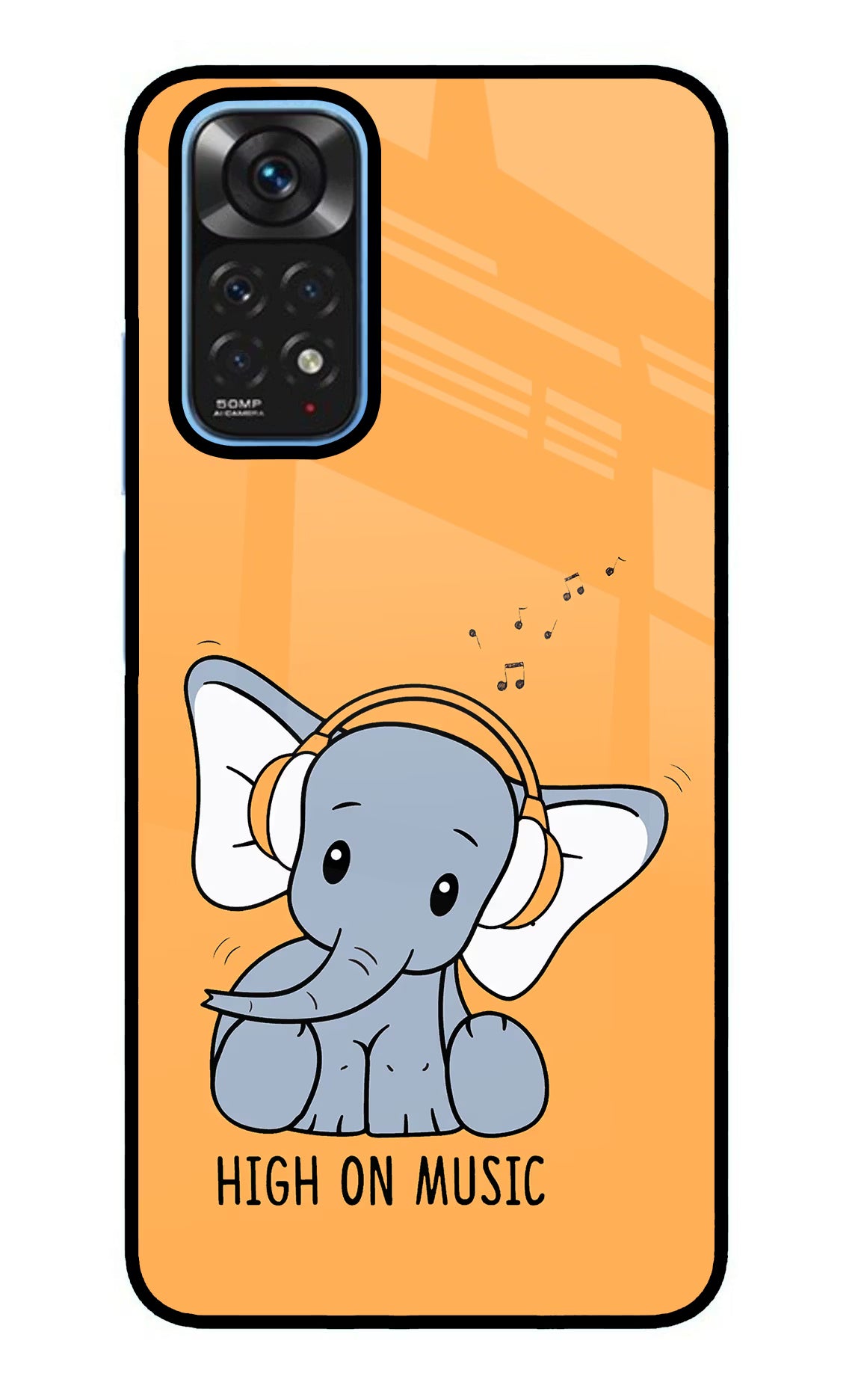 High On Music Redmi Note 11/11S Glass Case Back Cover by Casekaro