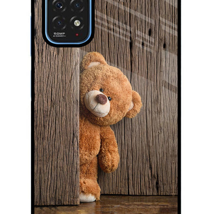 Teddy Wooden Redmi Note 11/11S Glass Case Back Cover by Casekaro