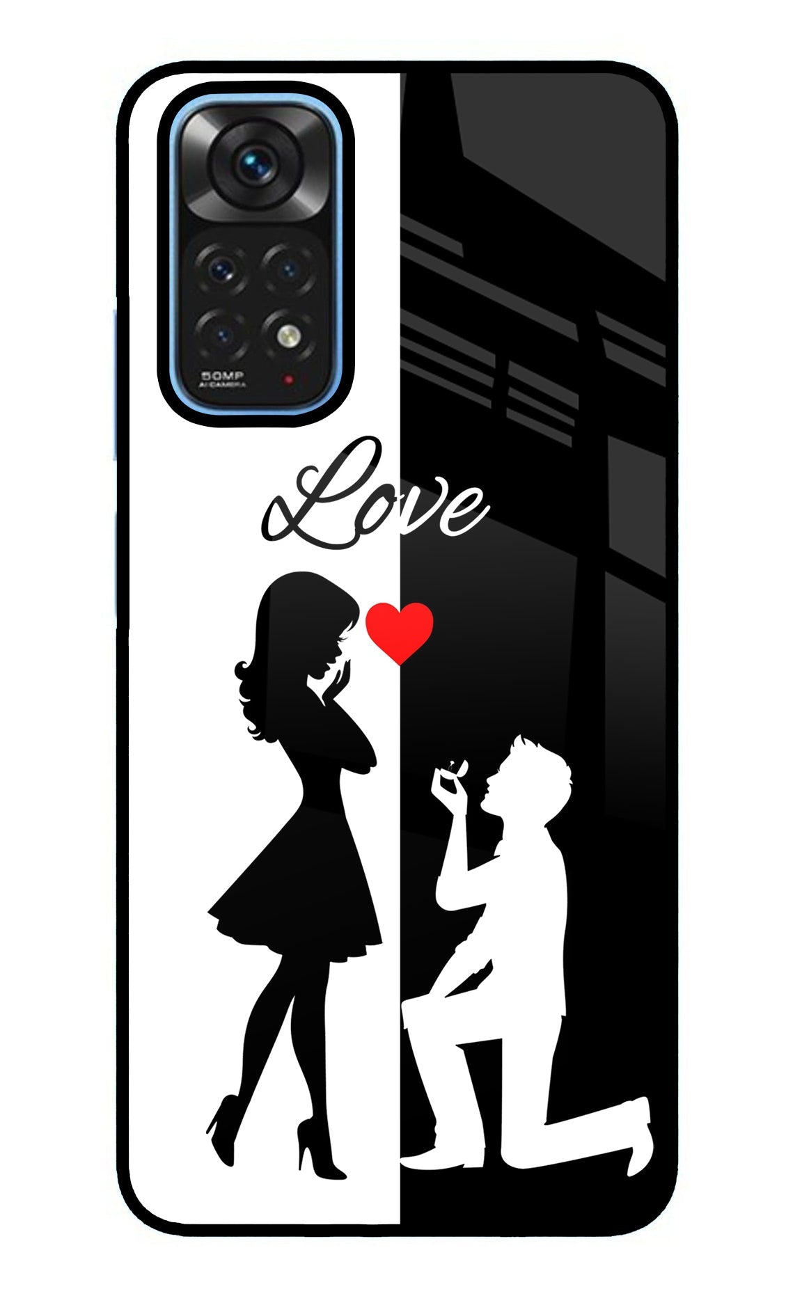 Love Propose Black And White Redmi Note 11/11S Glass Case