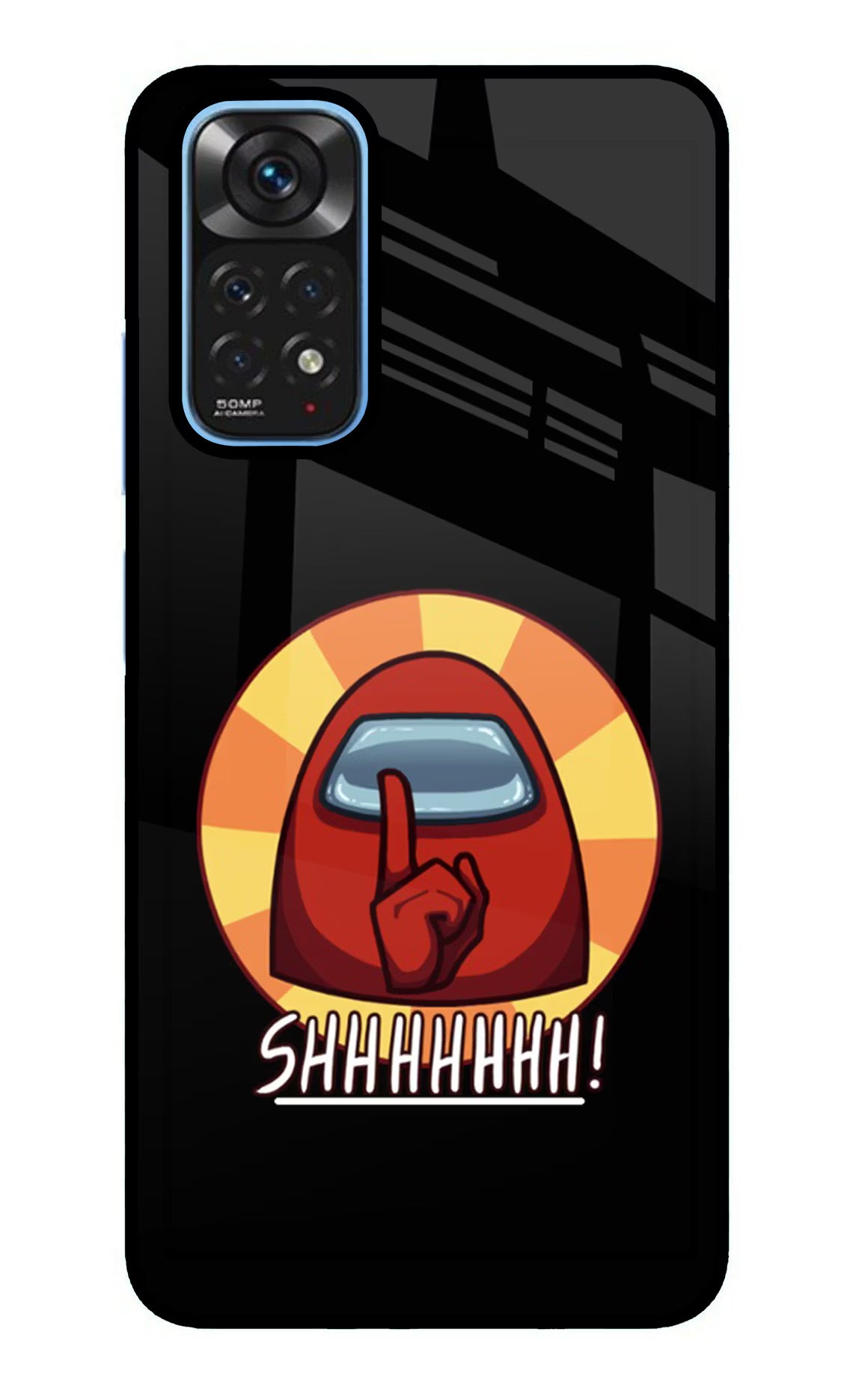 Among Us Shhh! Redmi Note 11/11S Glass Case Back Cover by Casekaro