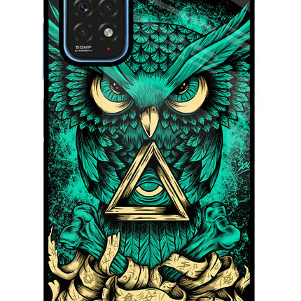 Green Owl Redmi Note 11/11S Glass Case Back Cover by Casekaro