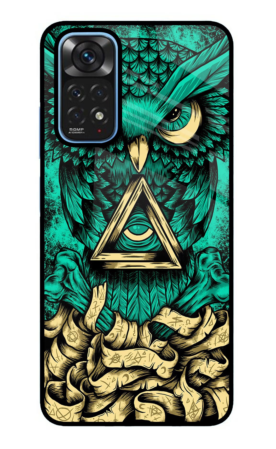 Green Owl Redmi Note 11/11S Glass Case Back Cover by Casekaro