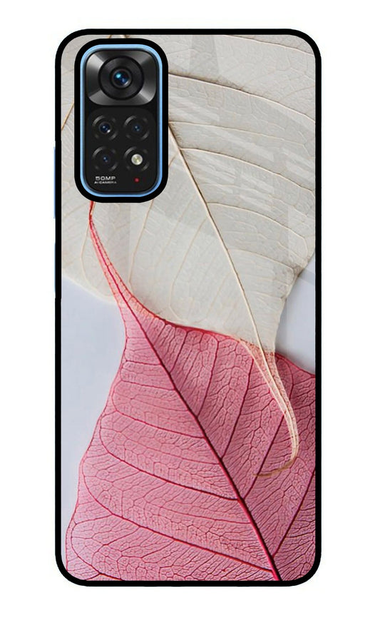 White Pink Leaf Redmi Note 11/11S Glass Case