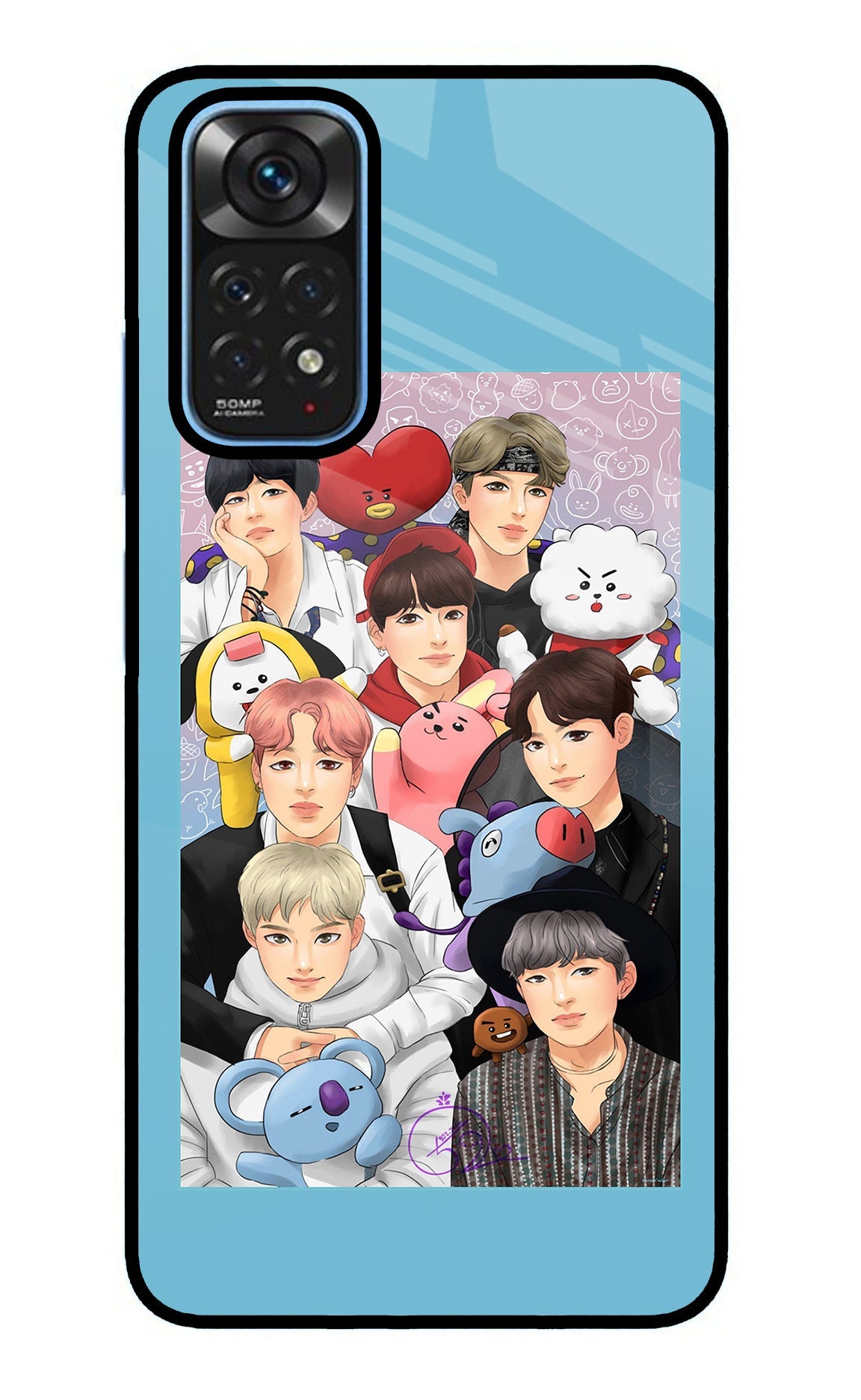 BTS with animals Redmi Note 11/11S Glass Case