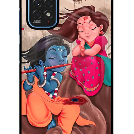 Radhe Krishna Redmi Note 11/11S Glass Case Back Cover by Casekaro