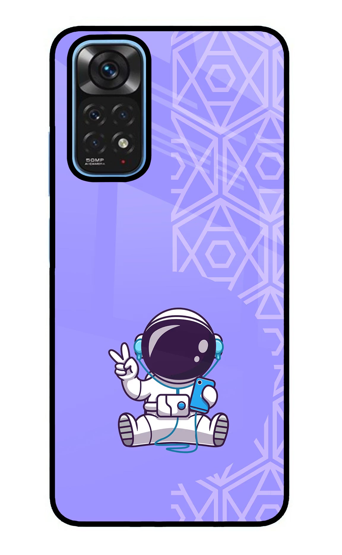 Cute Astronaut Chilling Redmi Note 11/11S Glass Case Back Cover by Casekaro