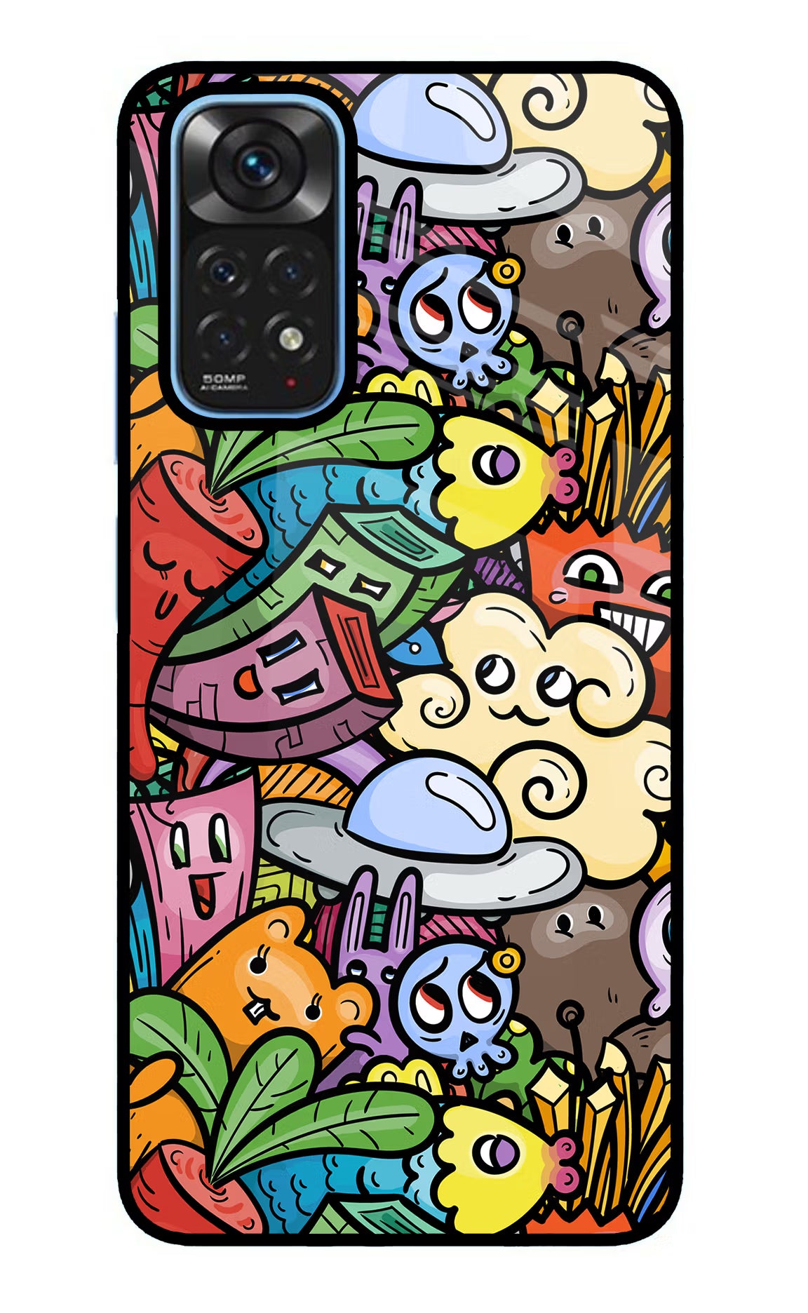 Veggie Doodle Redmi Note 11/11S Glass Case Back Cover by Casekaro