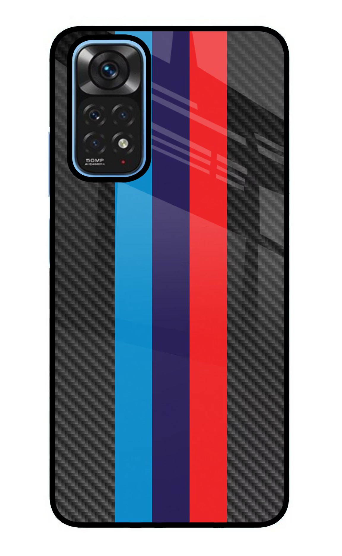 BMW Stripes Pattern Redmi Note 11/11S Glass Case Back Cover by Casekaro