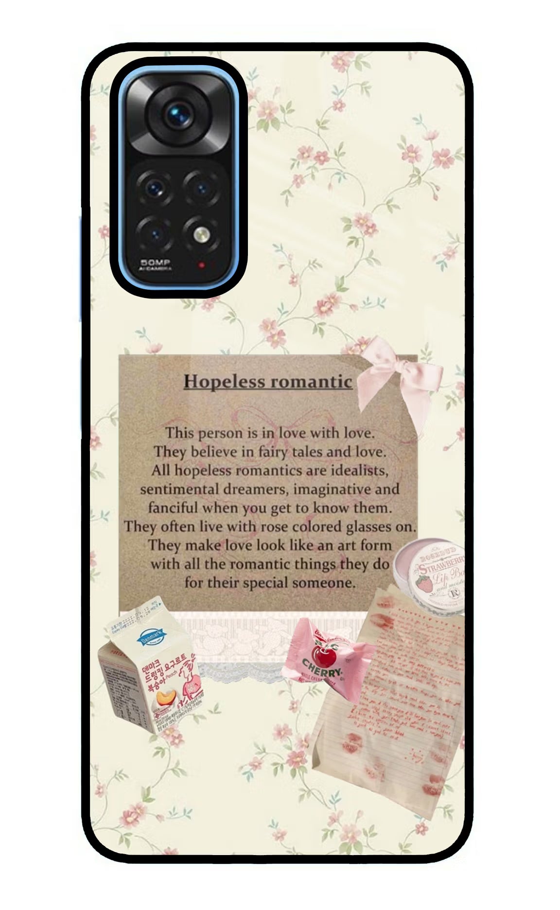 Hopeless Romantic Redmi Note 11/11S Glass Case Back Cover by Casekaro