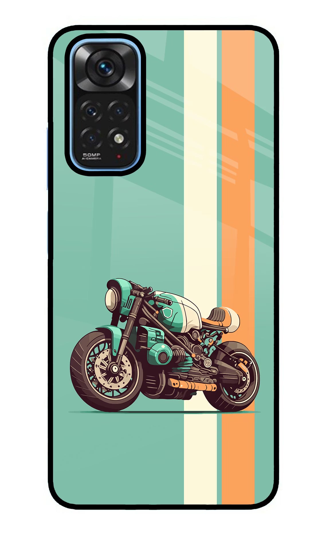 Striped Moto Drift Redmi Note 11/11S Glass Case Back Cover by Casekaro
