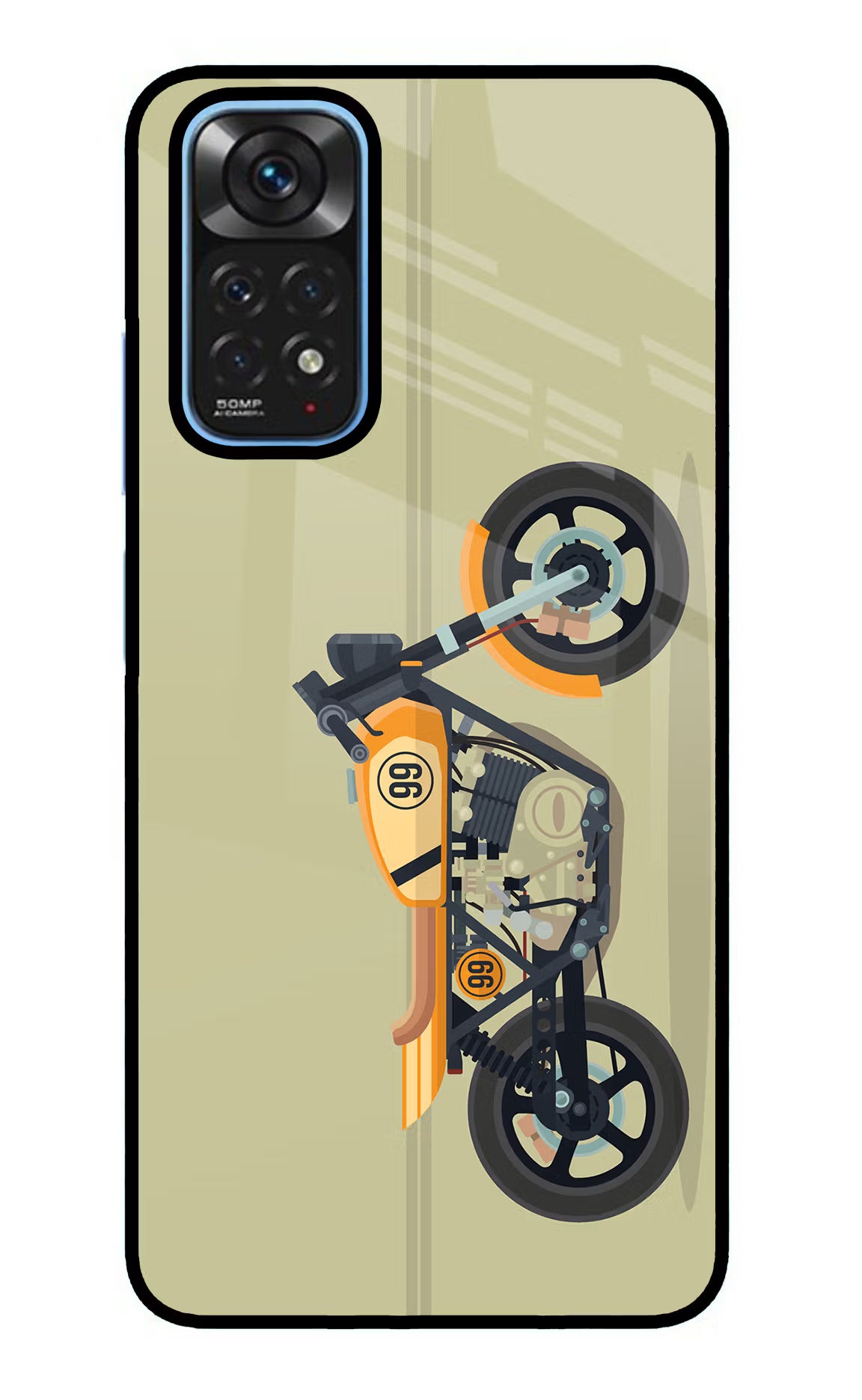 Vertical Speedster Redmi Note 11/11S Glass Case Back Cover by Casekaro