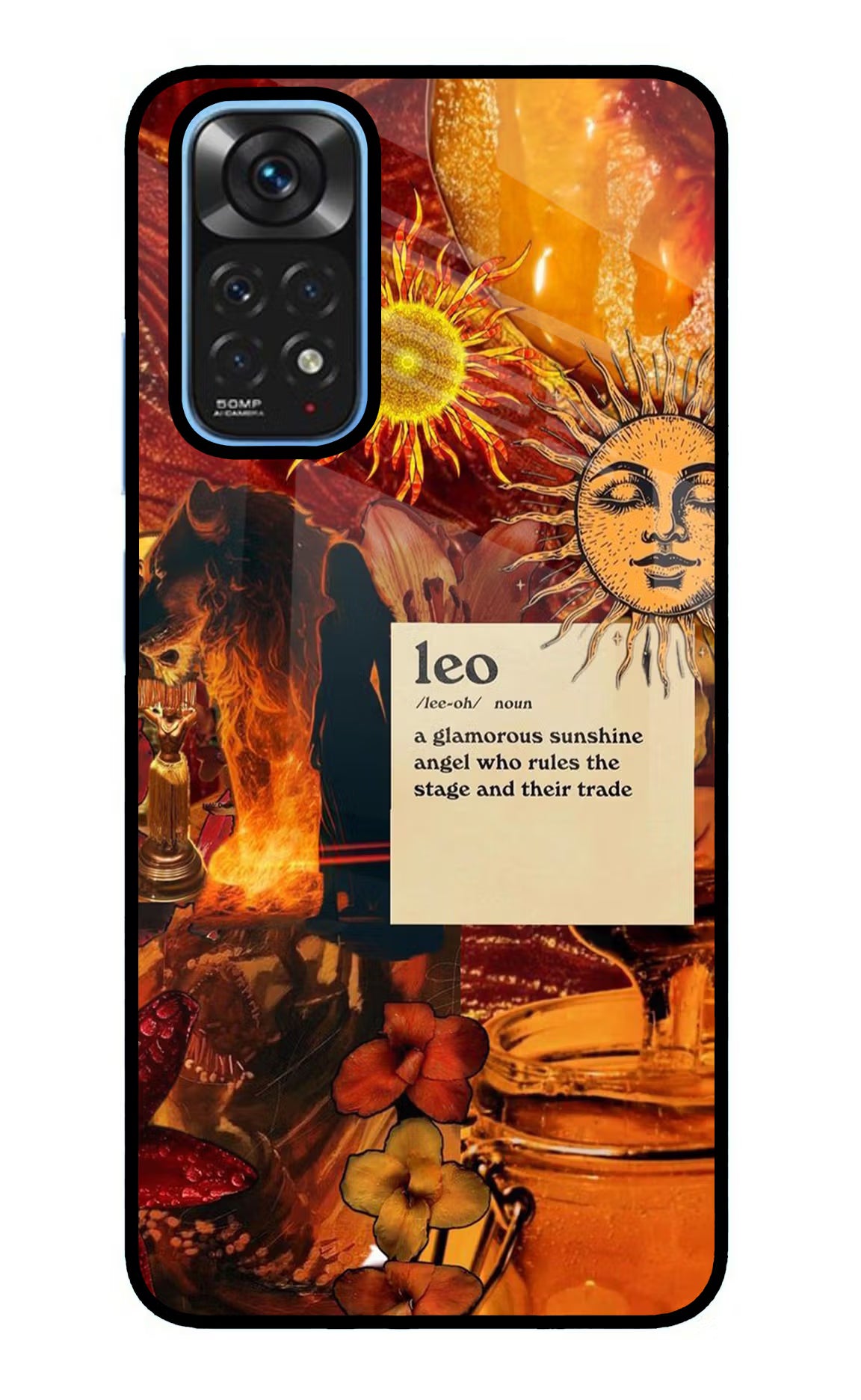 Leo Zodiac Redmi Note 11/11S Glass Case Back Cover by Casekaro