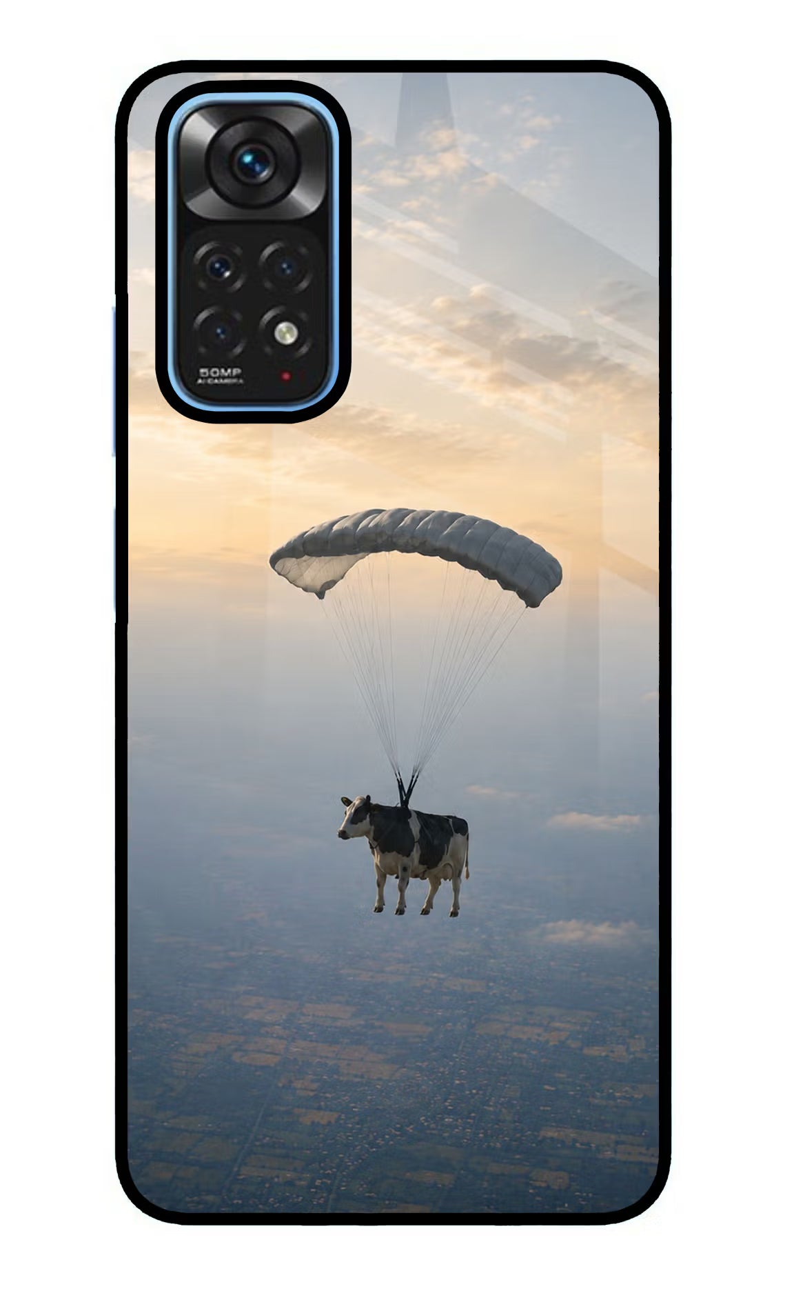 Skydiving Cow Redmi Note 11/11S Glass Case