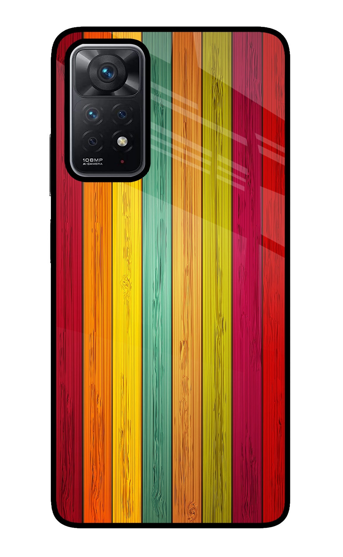 Multicolor Wooden Redmi Note 11 Pro Glass Case