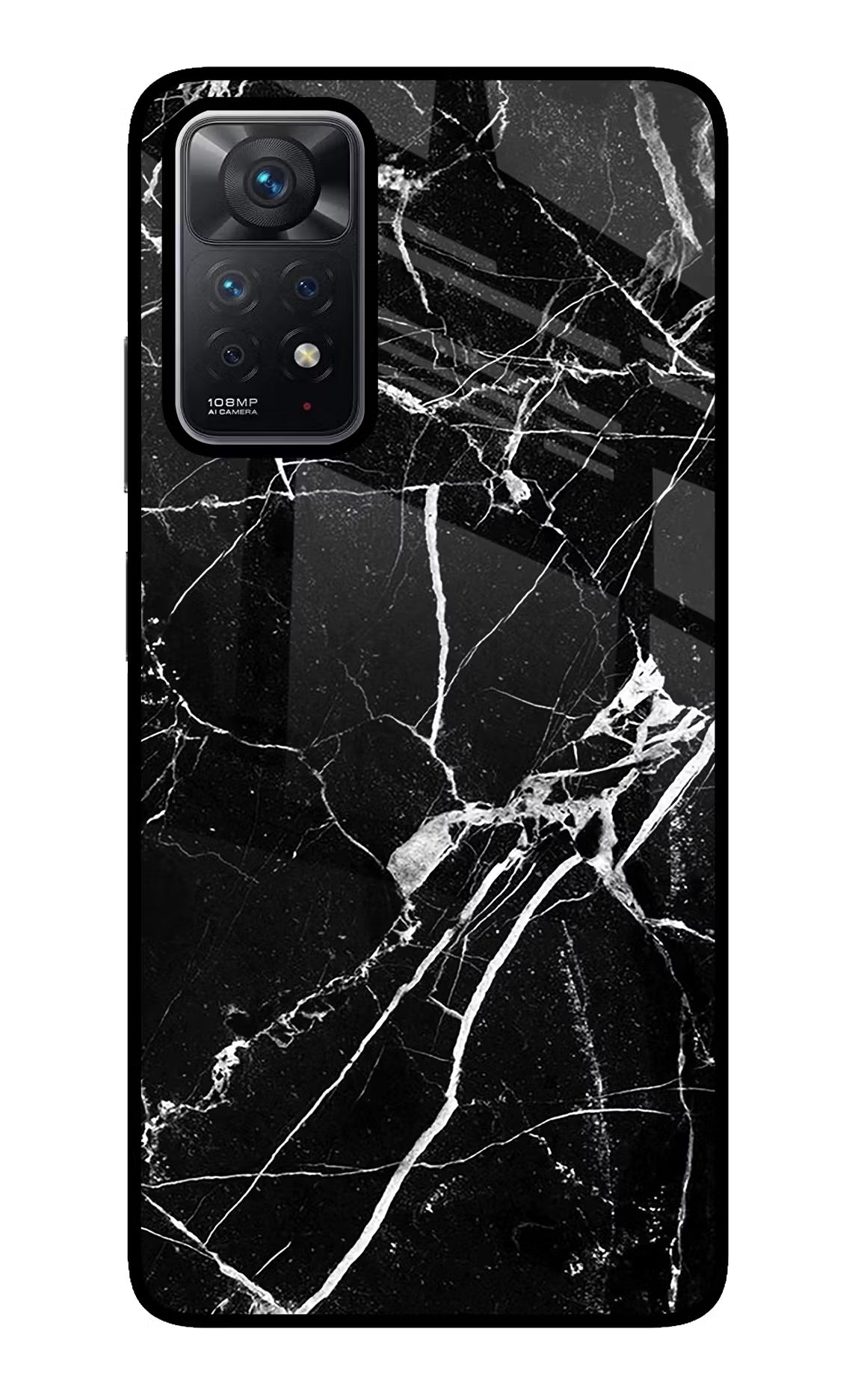Black Marble Pattern Redmi Note 11 Pro Glass Case Back Cover by Casekaro