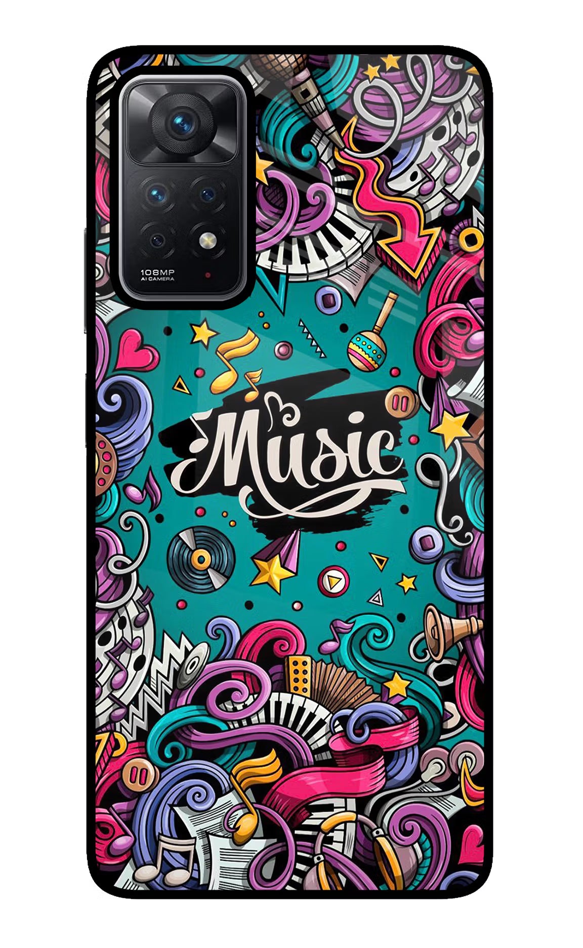 Music Graffiti Redmi Note 11 Pro Glass Case Back Cover by Casekaro
