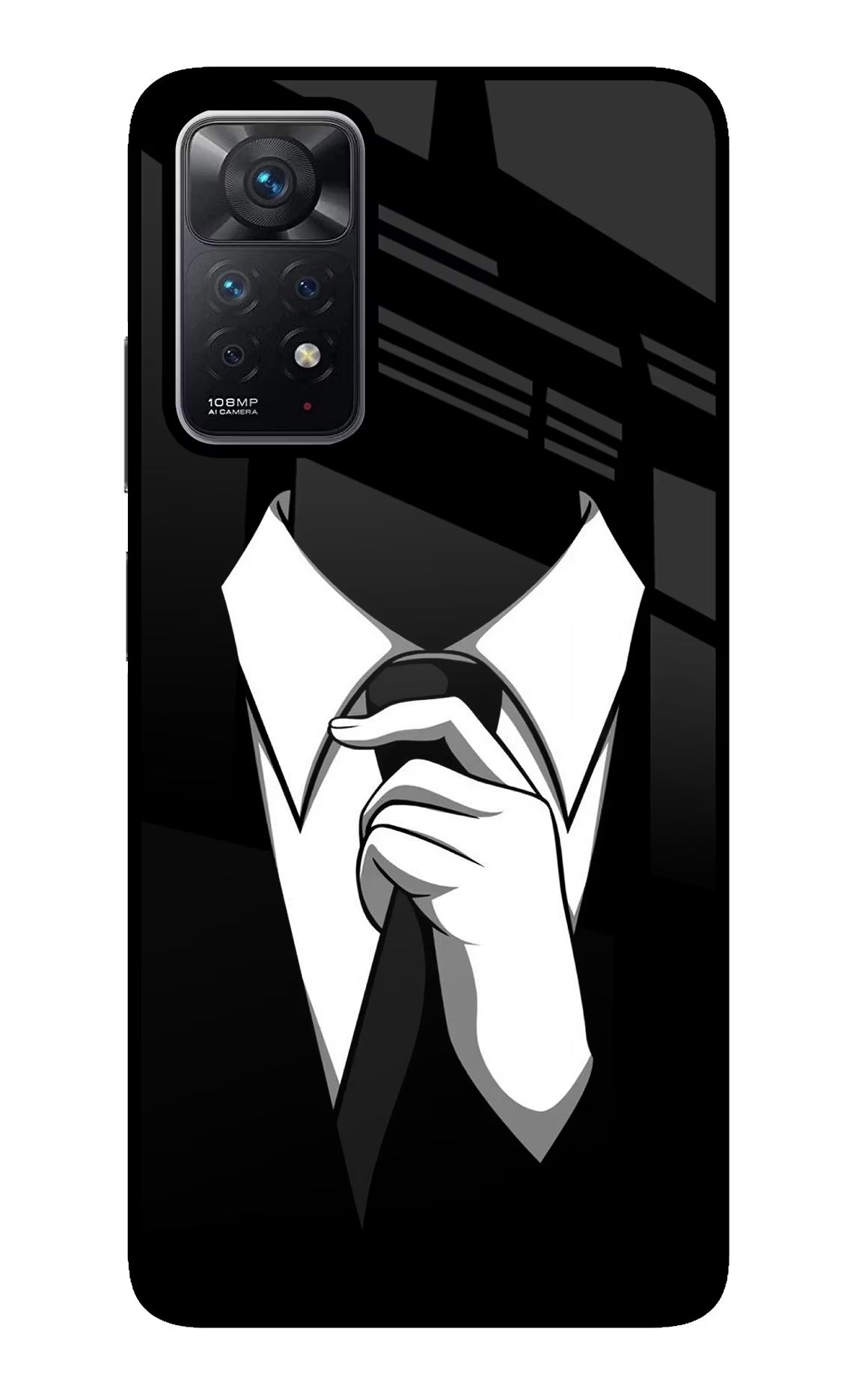 Black Tie Redmi Note 11 Pro Glass Case Back Cover by Casekaro