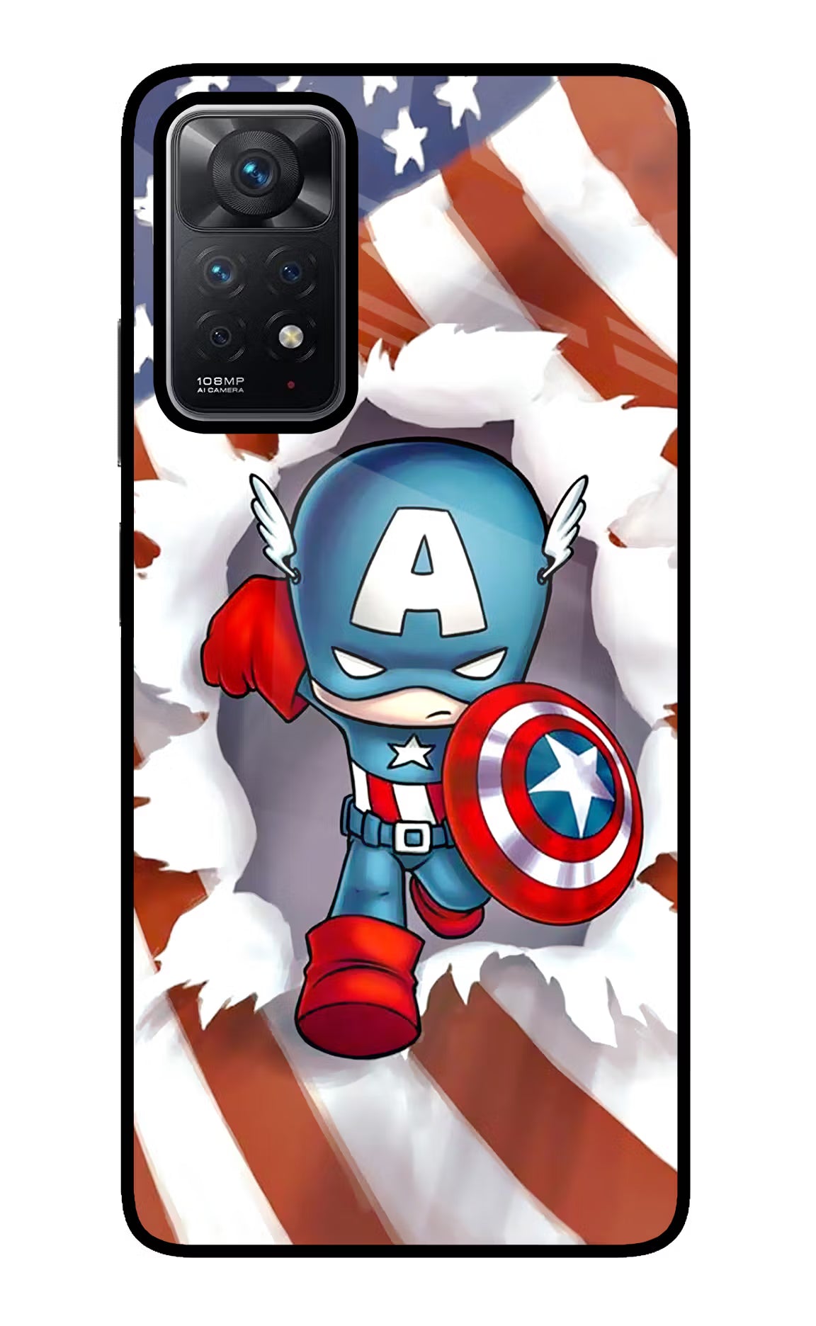 Captain America Redmi Note 11 Pro Glass Case Back Cover by Casekaro