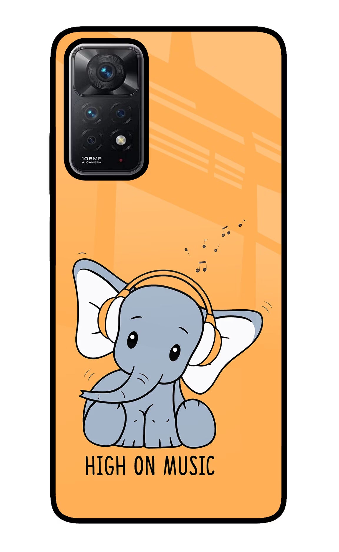 High On Music Redmi Note 11 Pro Glass Case Back Cover by Casekaro
