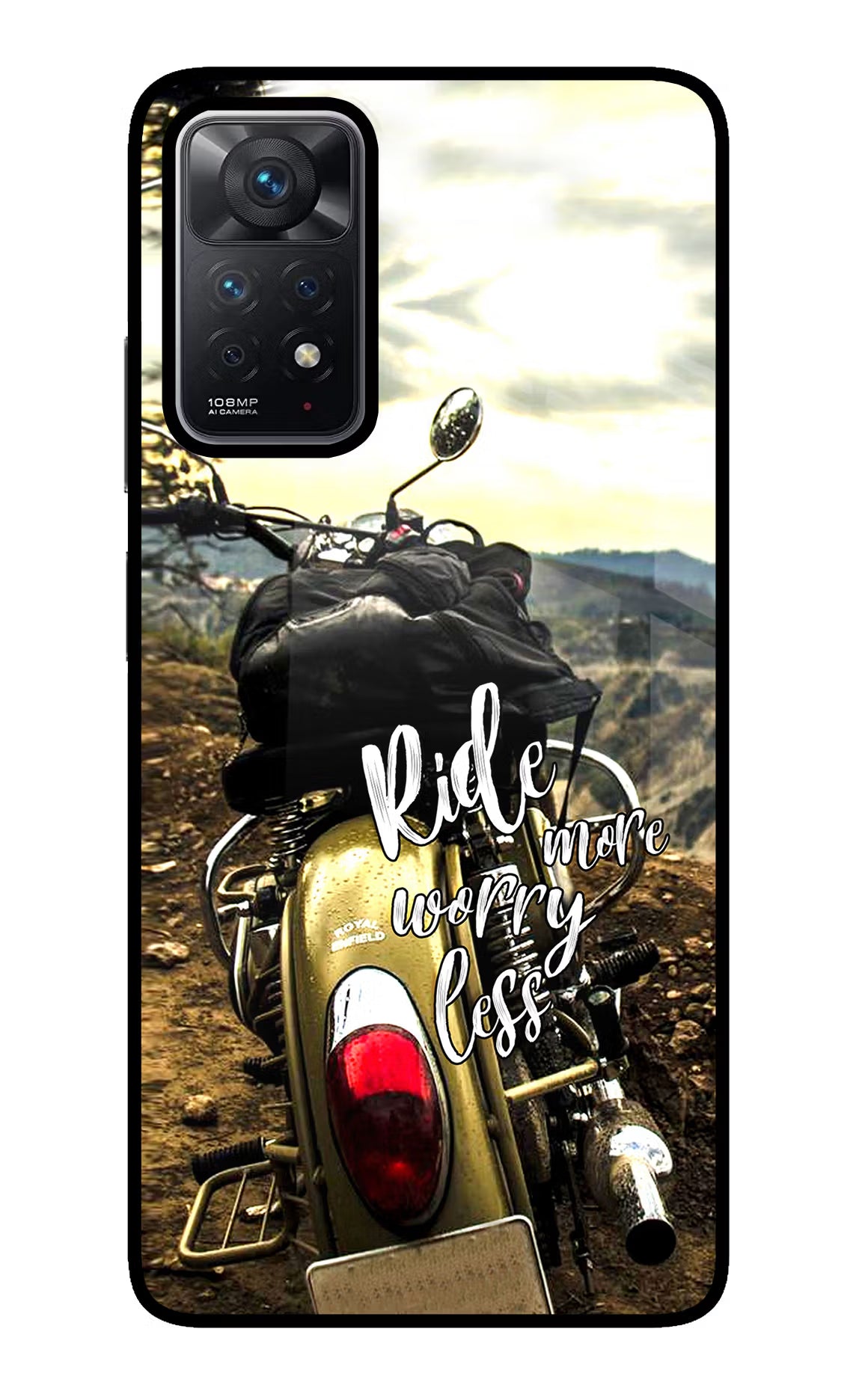 Ride More Worry Less Redmi Note 11 Pro Glass Case Back Cover by Casekaro