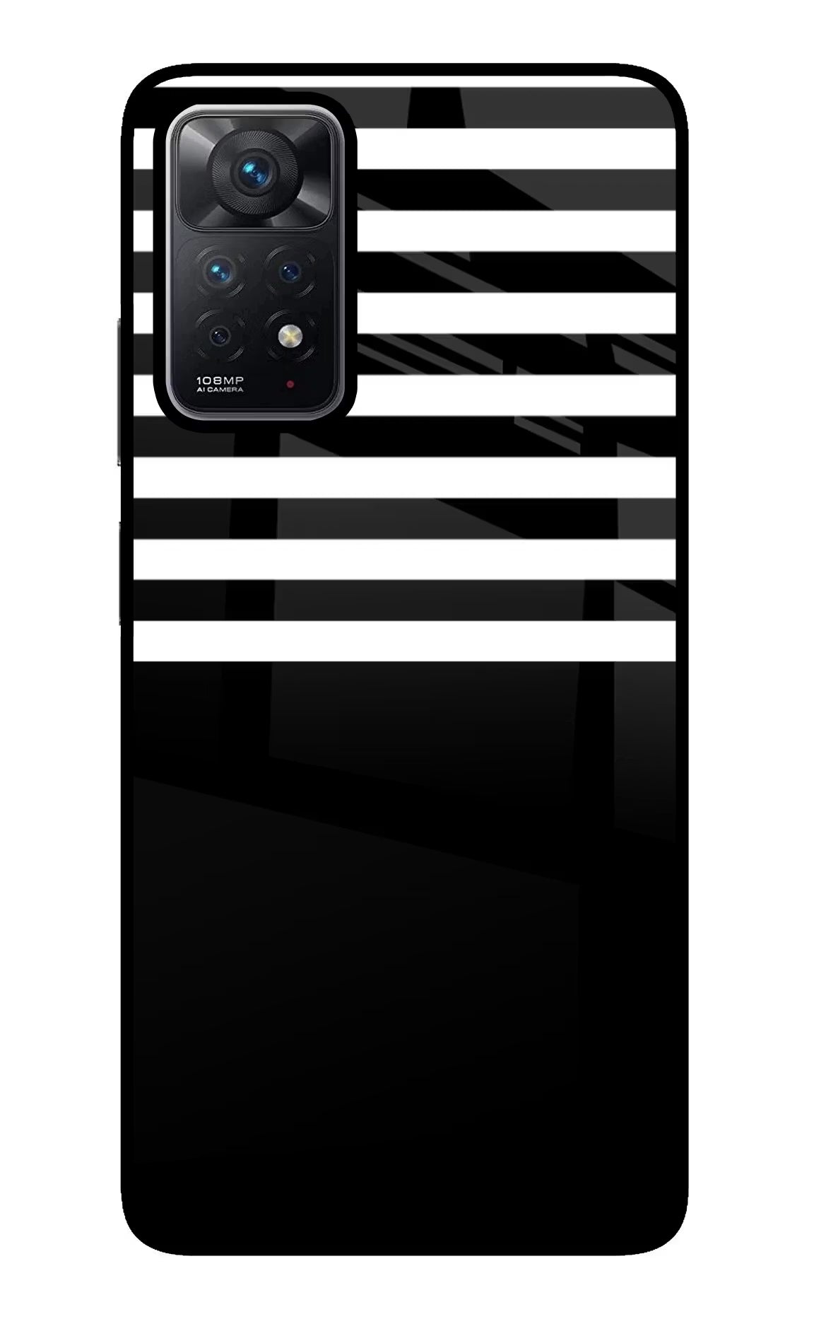 Black and White Print Redmi Note 11 Pro Glass Case Back Cover by Casekaro