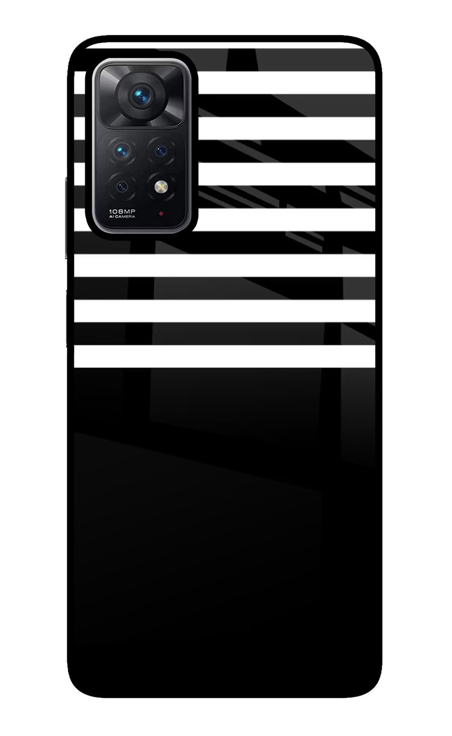 Black and White Print Redmi Note 11 Pro Back Cover, Glass case