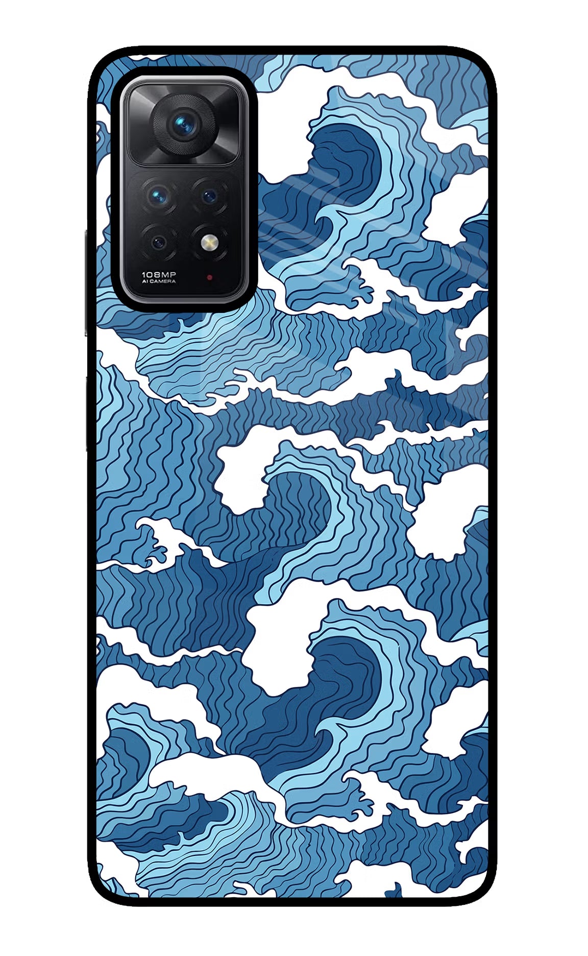 Blue Waves Redmi Note 11 Pro Glass Case Back Cover by Casekaro
