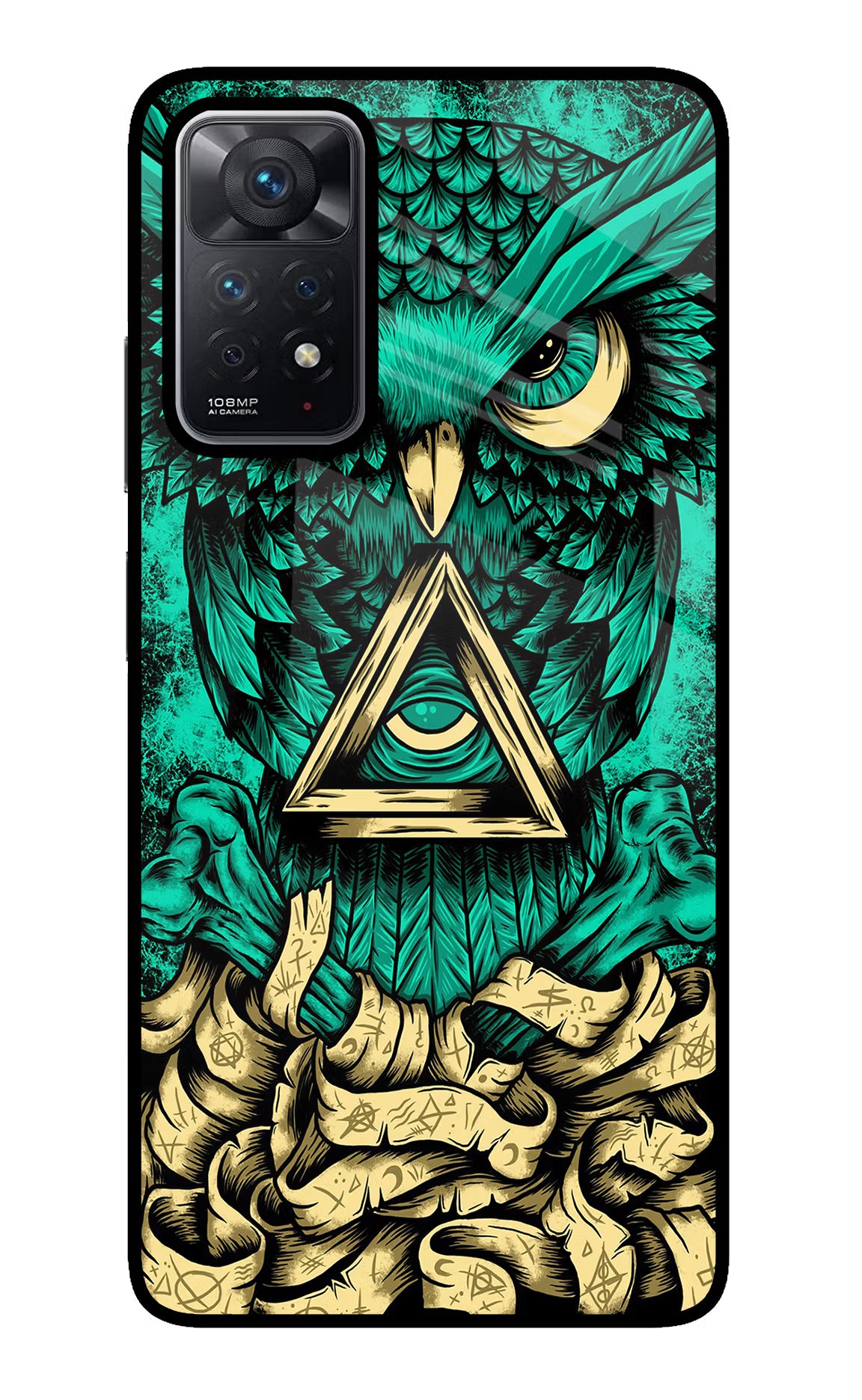 Green Owl Redmi Note 11 Pro Glass Case Back Cover by Casekaro