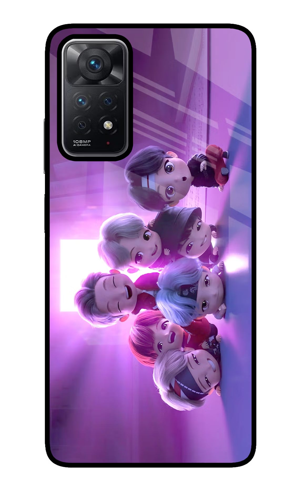 BTS Chibi Redmi Note 11 Pro Glass Case Back Cover by Casekaro