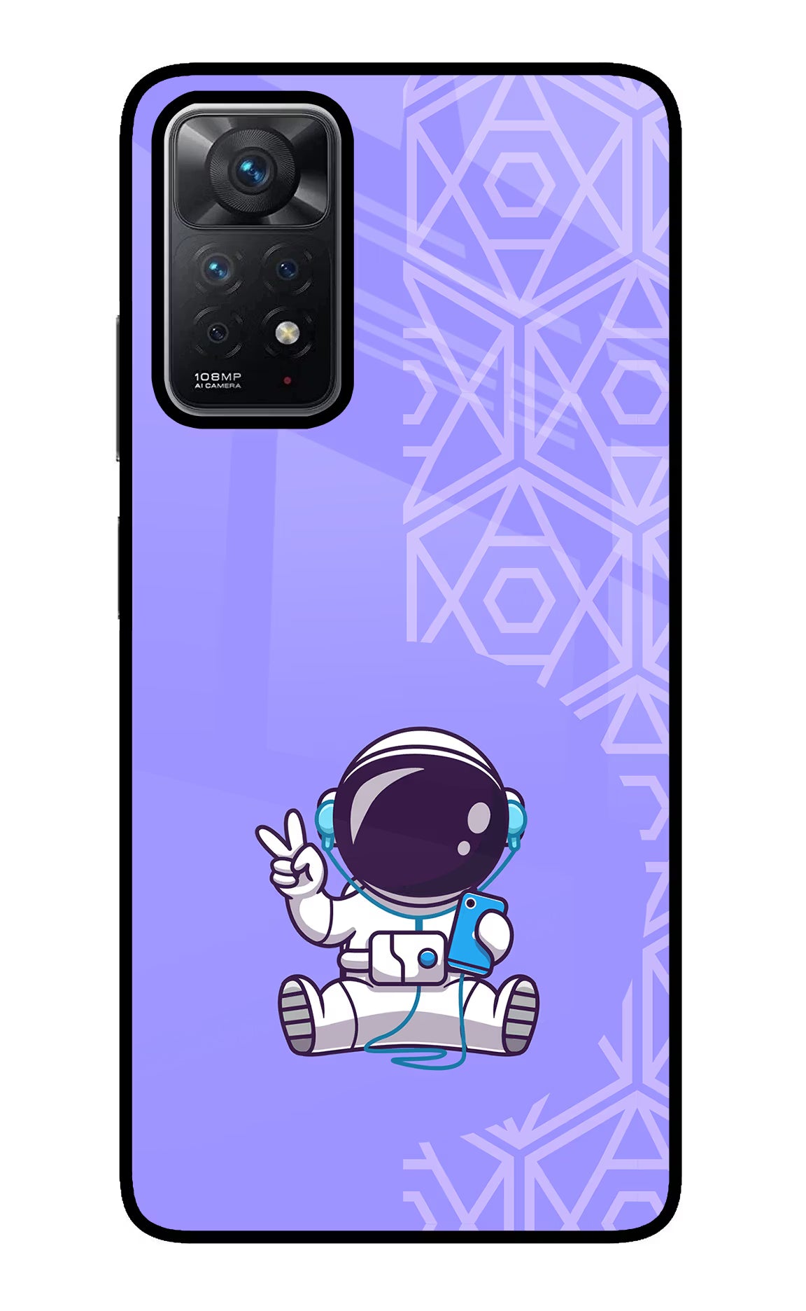 Cute Astronaut Chilling Redmi Note 11 Pro Glass Case Back Cover by Casekaro