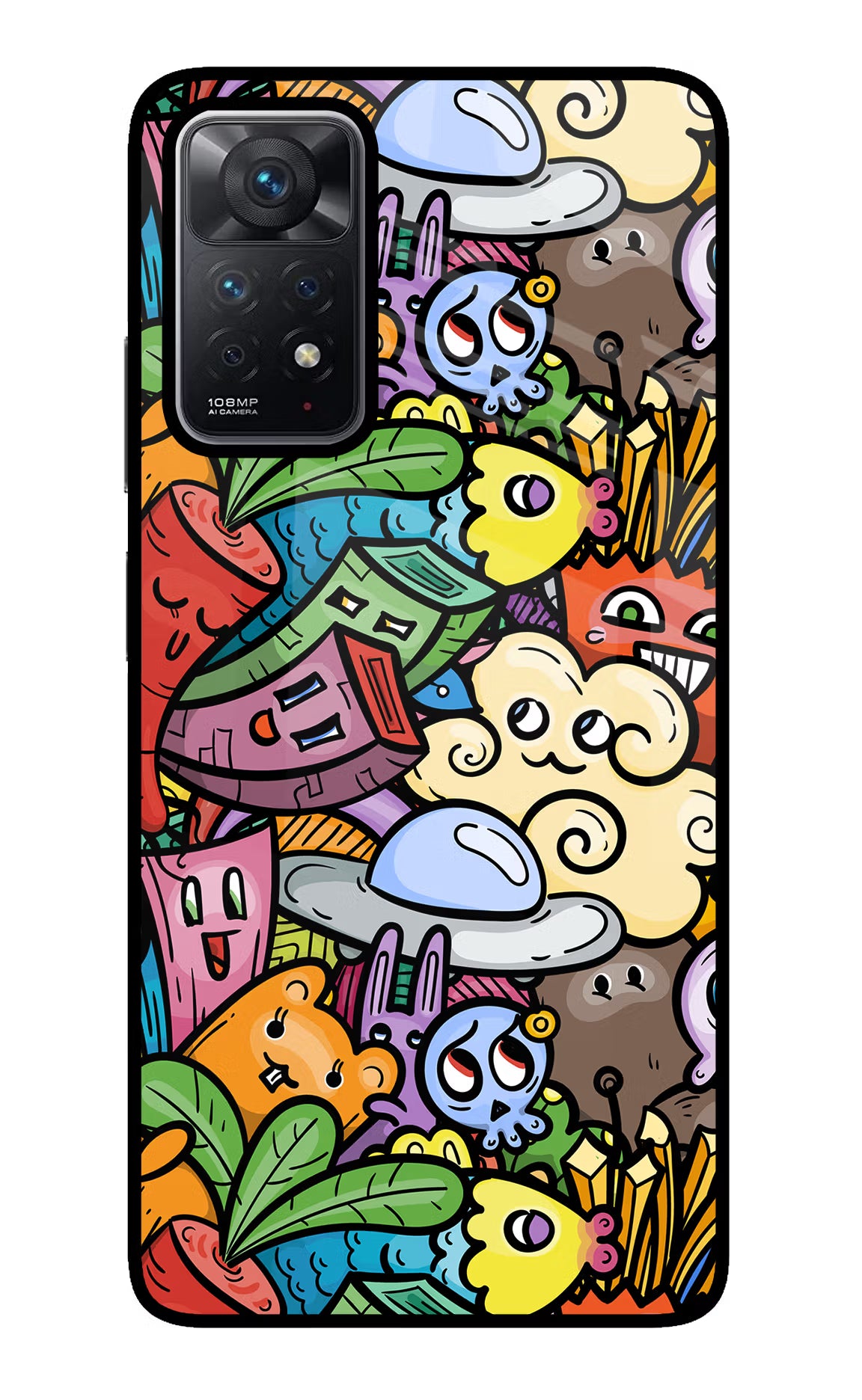 Veggie Doodle Redmi Note 11 Pro Glass Case Back Cover by Casekaro