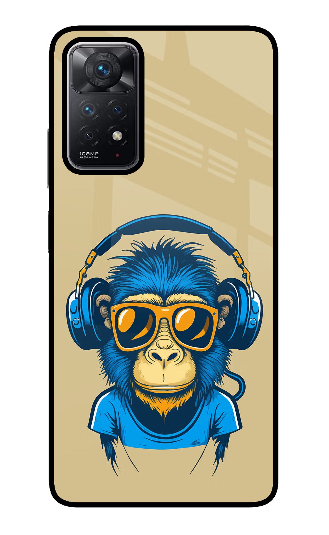 Monkey Headphone Redmi Note 11 Pro Glass Case Back Cover by Casekaro