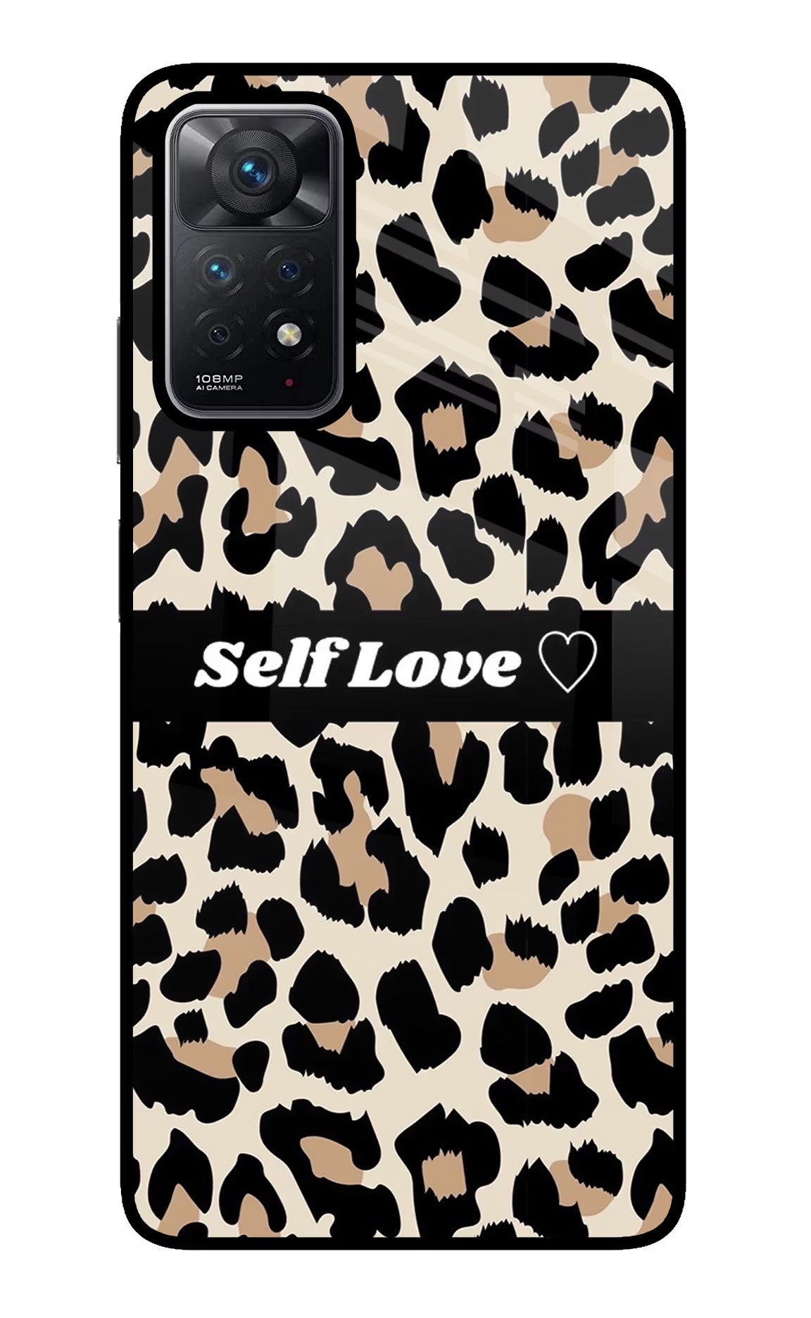 Leopard Print Self Love Redmi Note 11 Pro Glass Case Back Cover by Casekaro