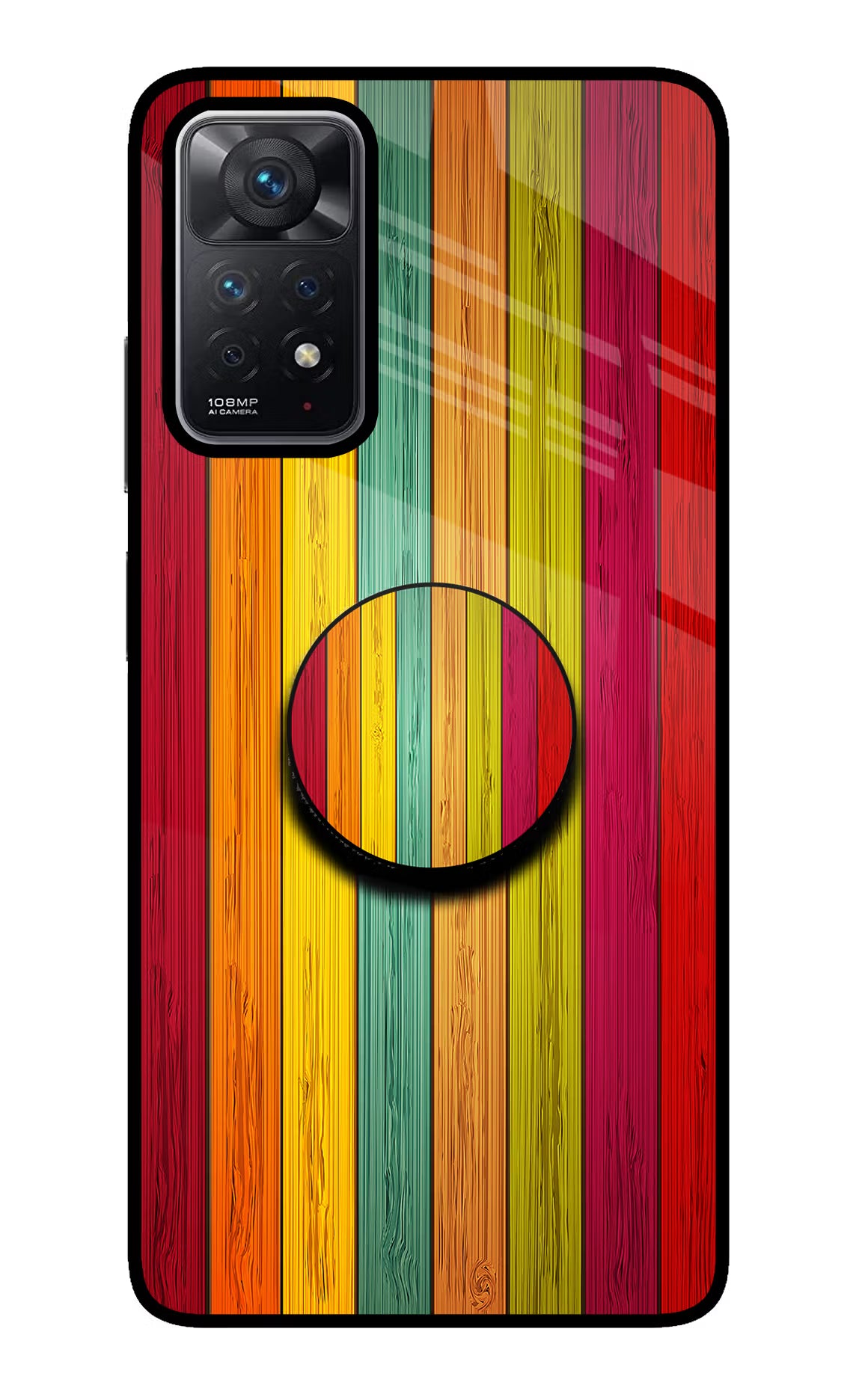 Multicolor Wooden Redmi Note 11 Pro Glass Case