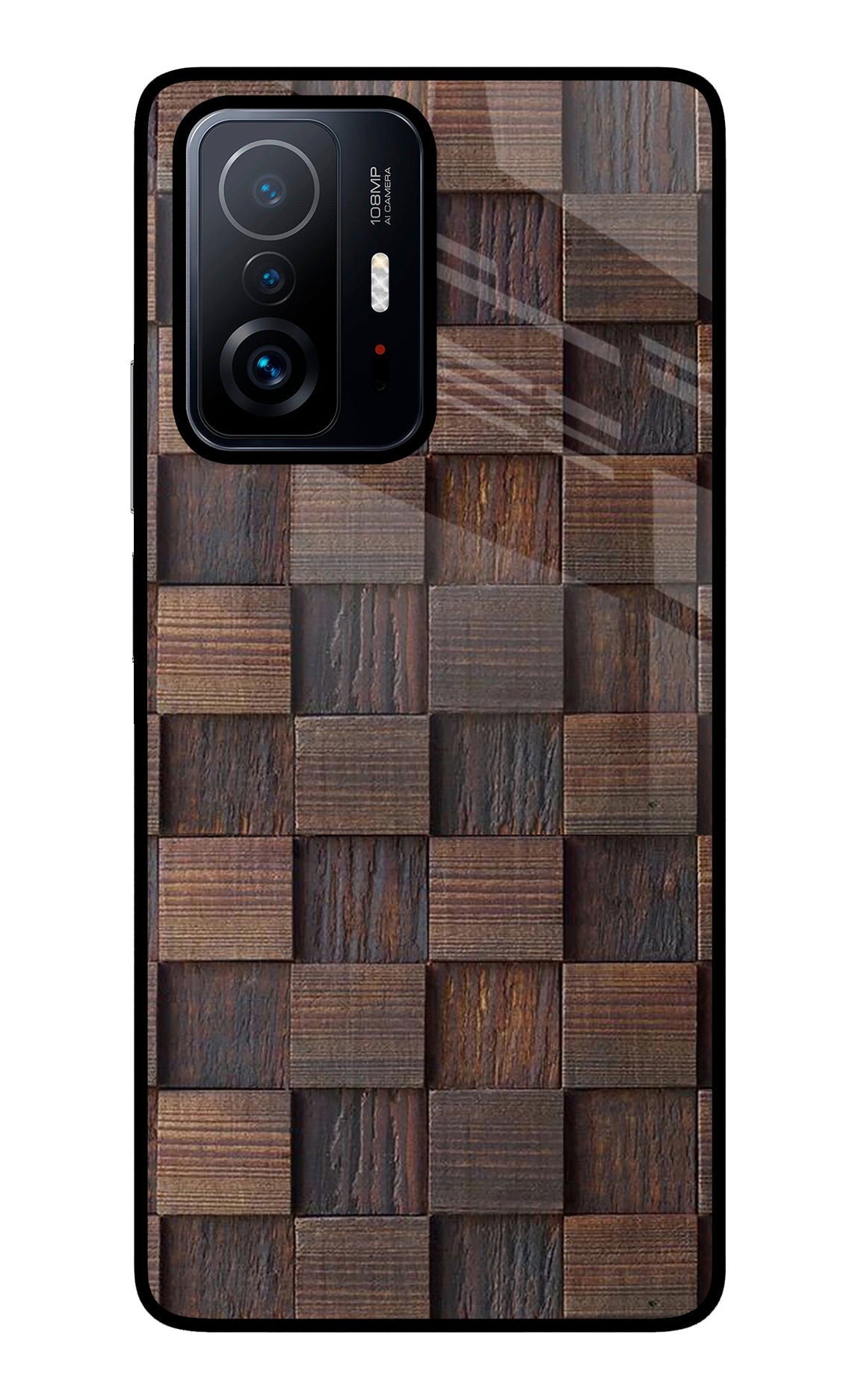 Wooden Cube Design Mi 11T Pro 5G Glass Case