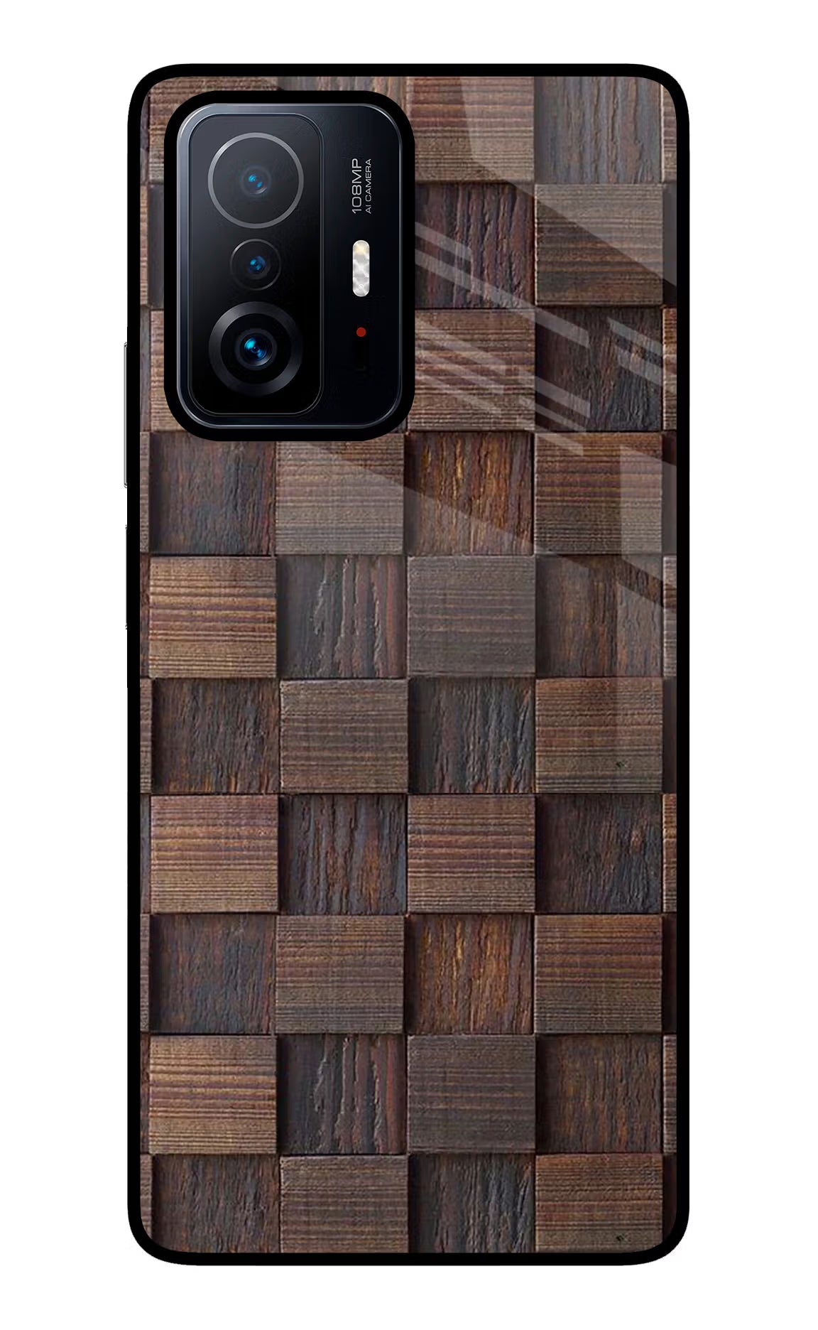 Wooden Cube Design Mi 11T Pro 5G Glass Case Back Cover by Casekaro