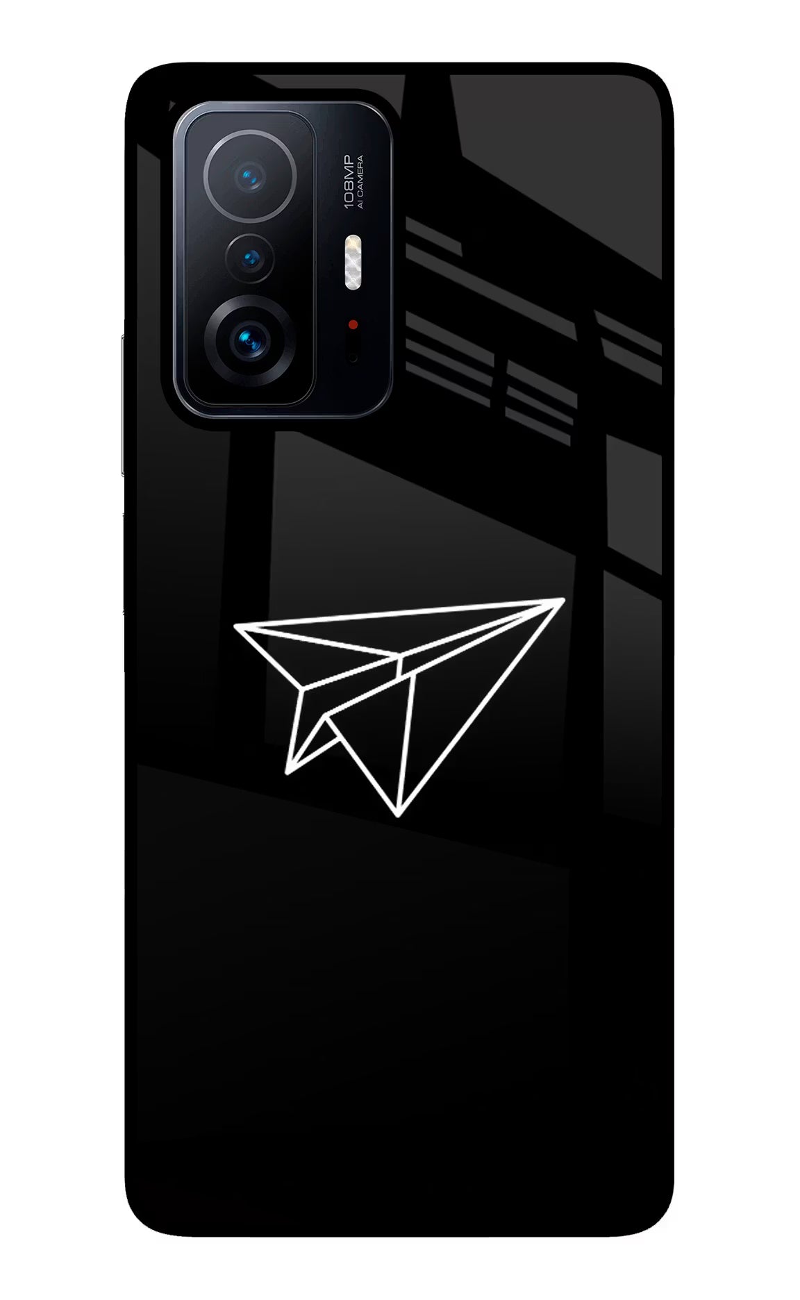 Paper Plane White Mi 11T Pro 5G Glass Case Back Cover by Casekaro