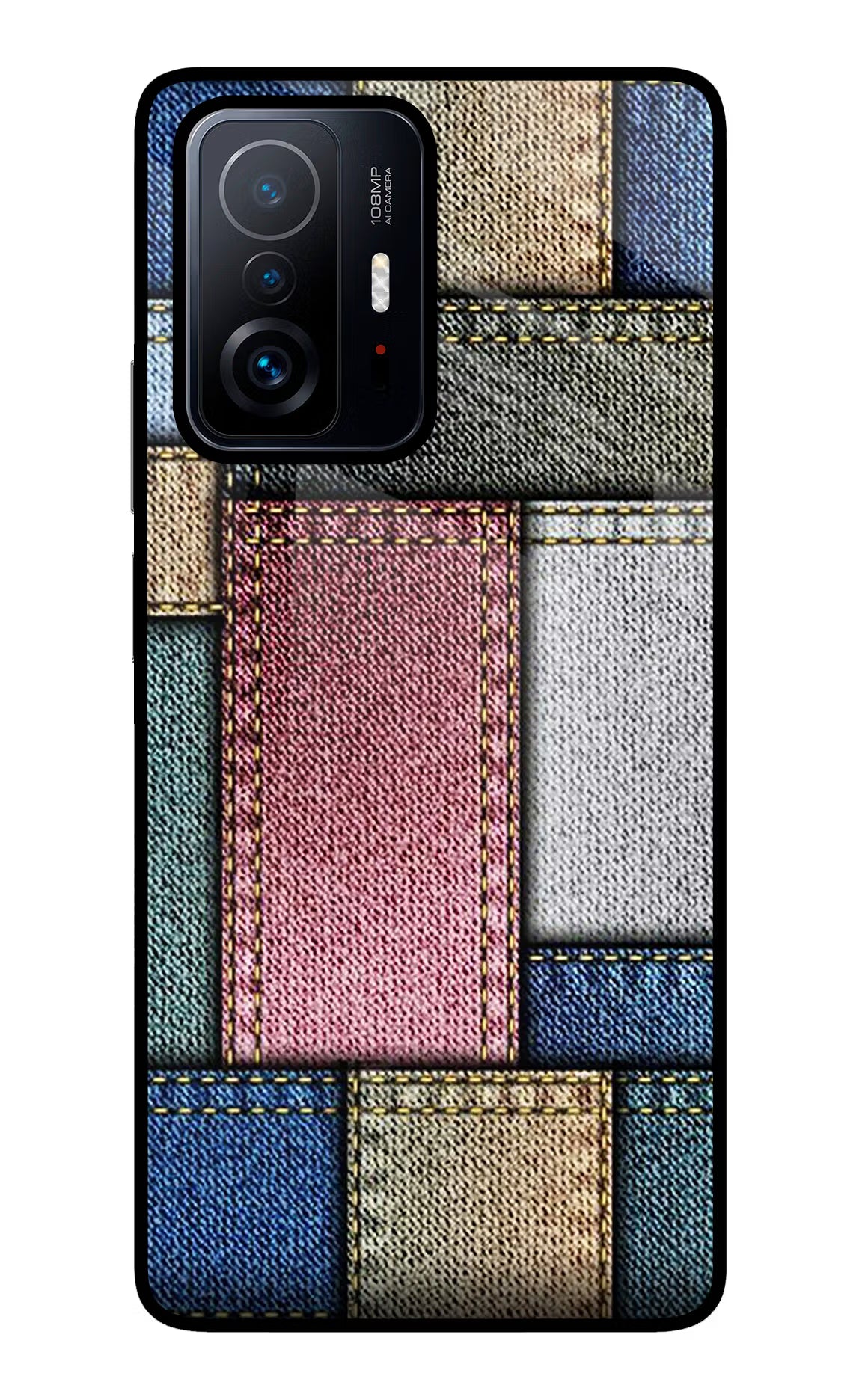 Multicolor Jeans Mi 11T Pro 5G Glass Case Back Cover by Casekaro