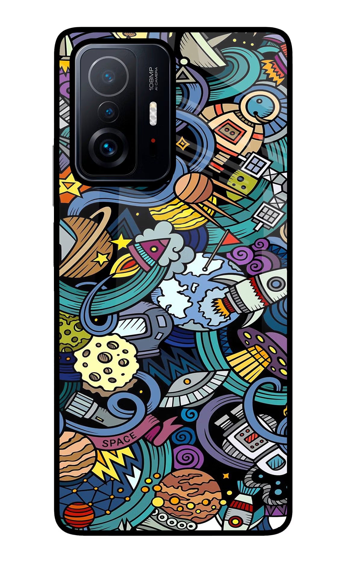 Space Abstract Mi 11T Pro 5G Glass Case Back Cover by Casekaro