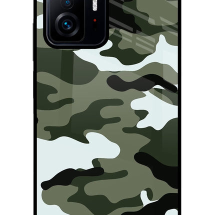Camouflage Mi 11T Pro 5G Glass Case Back Cover by Casekaro
