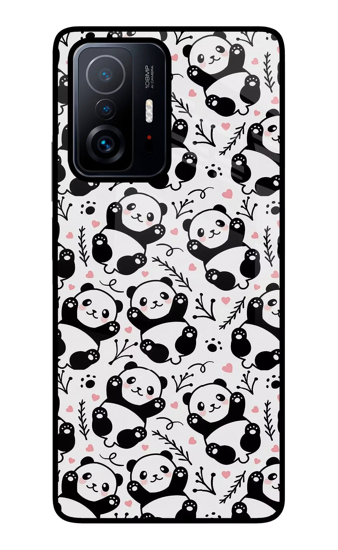 Cute Panda Mi 11T Pro 5G Glass Case Back Cover by Casekaro