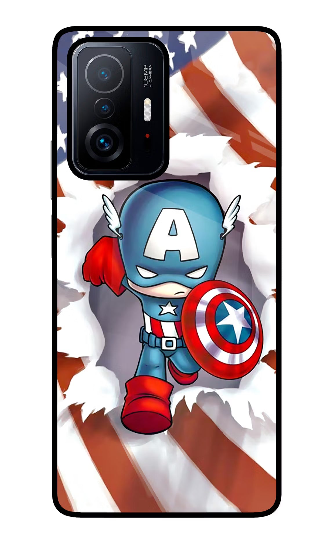Captain America Mi 11T Pro 5G Glass Case Back Cover by Casekaro